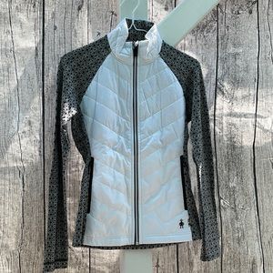 Smart wool white black front zip jacket XS